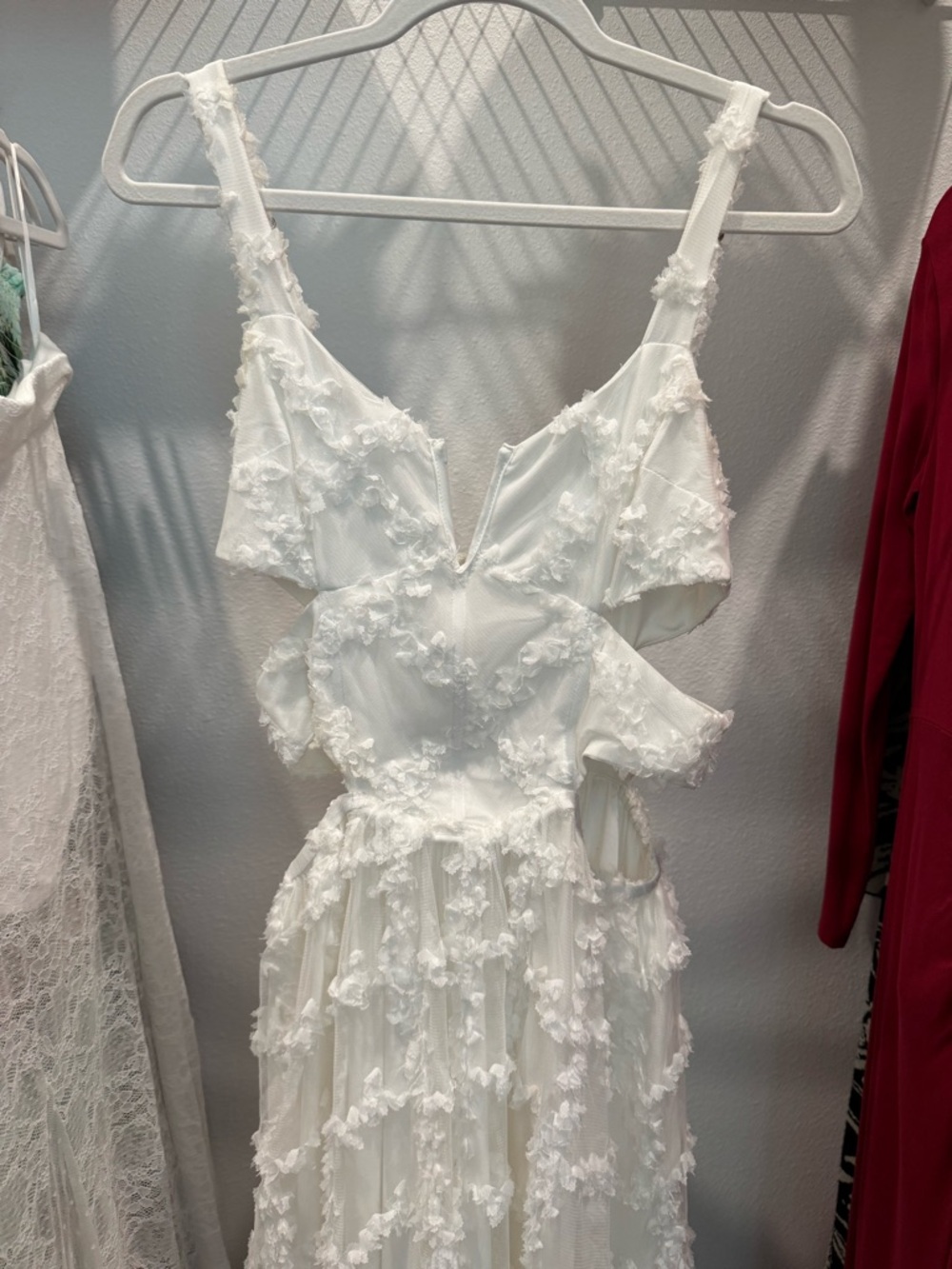 Sabo Skirt Luxe White Floral Appliqué Maxi Dress